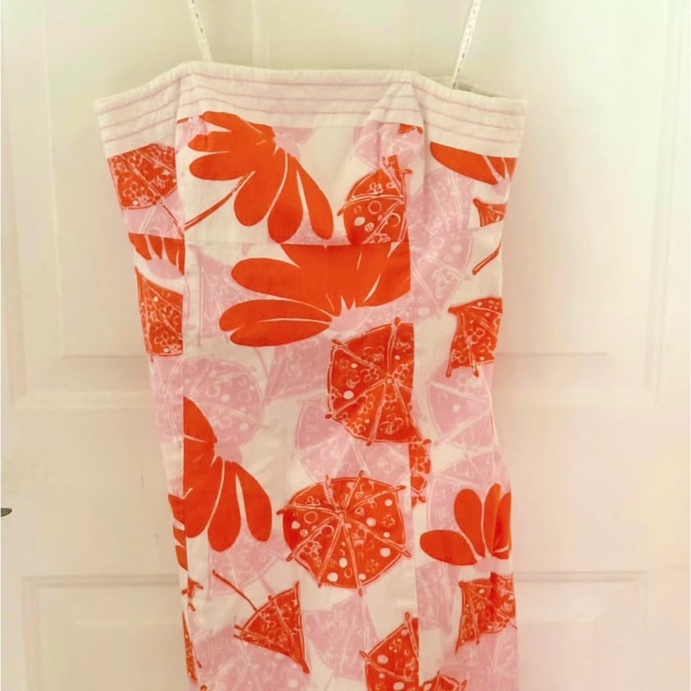 Vintage Lilly Pulitzer Floral Cotton No Slip Strapless Dress Sz 4 Like New